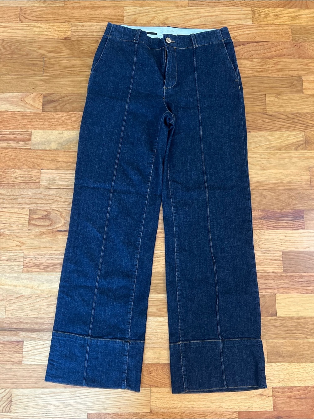 VINTAGE Zara Dark Wash Blue Denim Mid Rise Wide Leg Jeans M